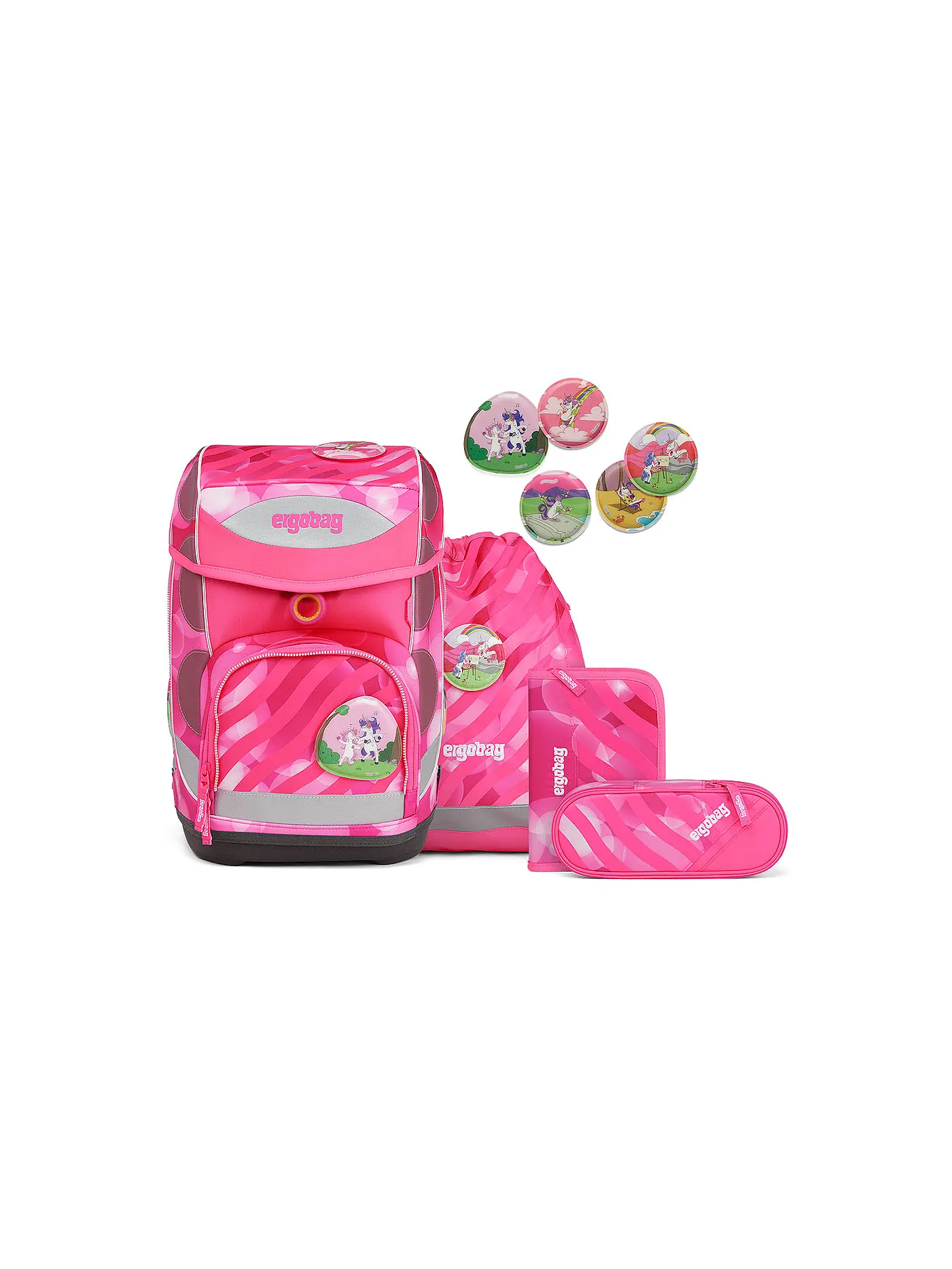 ERGOBAG | Schultaschen Set 5tlg Cubo KuntBärbuntes Einhorn Neo Edition | 